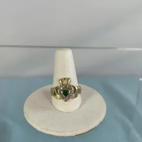 14ktCladdagh With Diamond And Emerald Ring