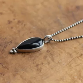 Black Onyx Sweetheart Necklace  - Black Onyx Pendant - Silversmith - Black Onyx Necklace