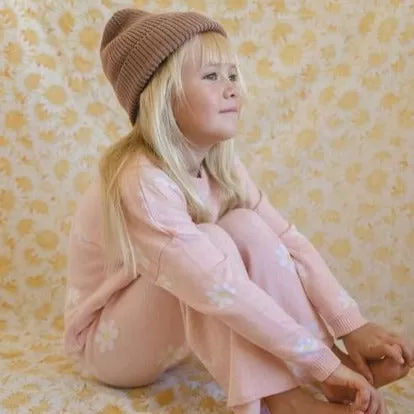 daisy knit set in pink