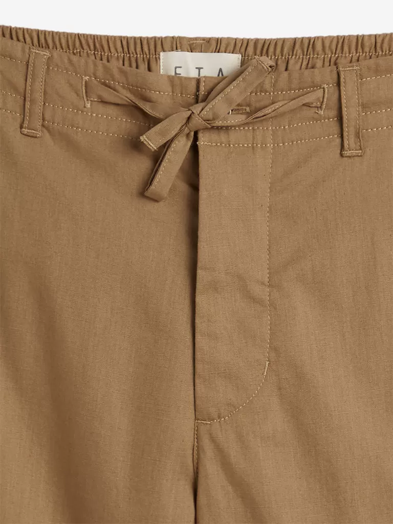 ETA Beige Cotton Slim Fit Shorts