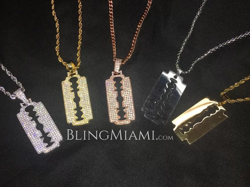 Iced Out Razor Pendant