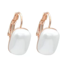 Simple Elegant Square Simulated-pearl Dangle Earrings - 585 Rose Gold